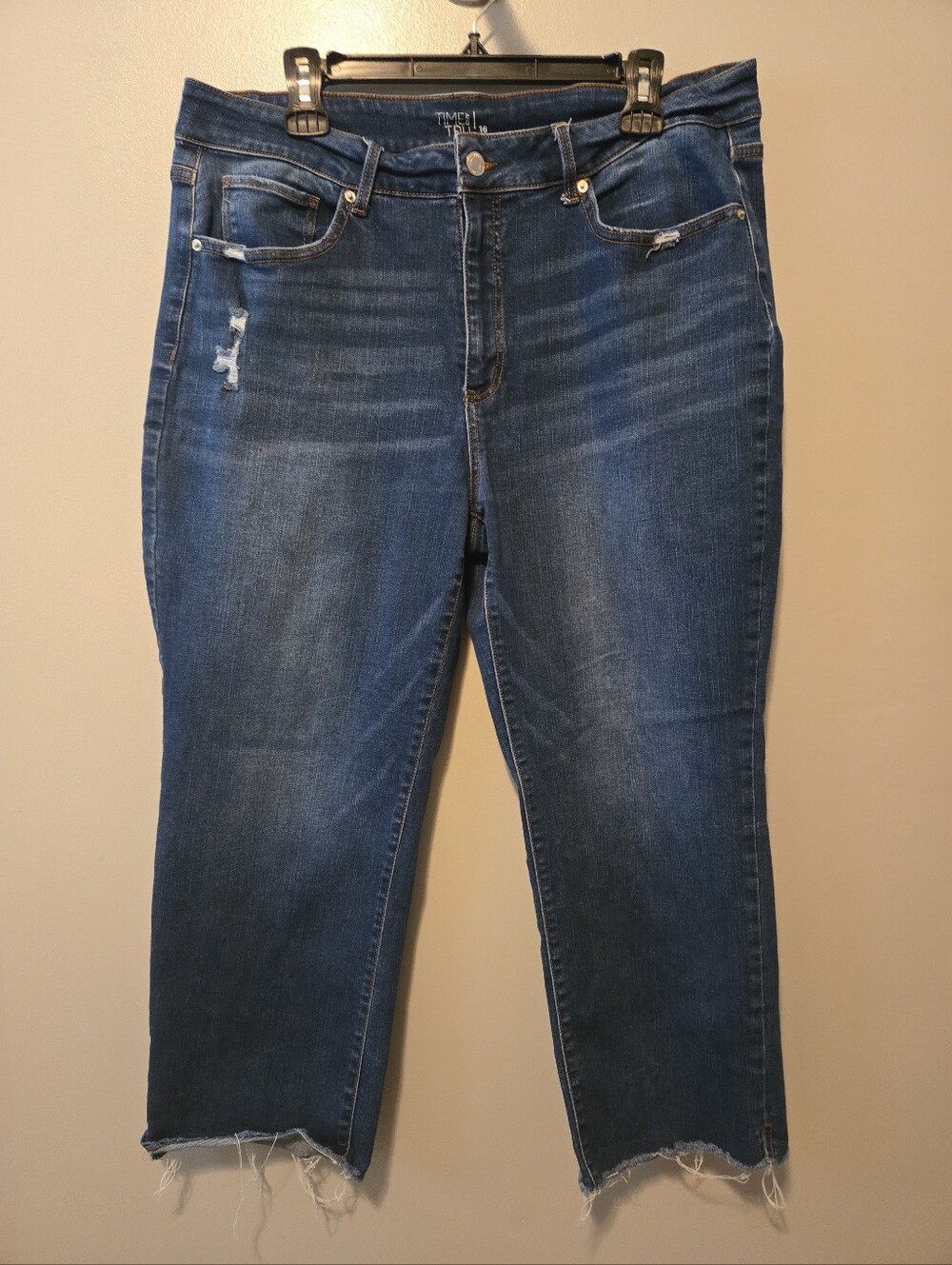 Time And Tru High Rise Straight Crop Jeans Sz. 16 Great Casual Jean Stretchy